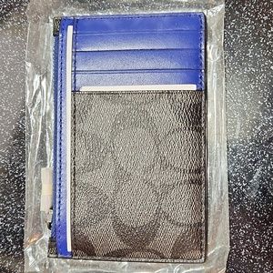 Coach card case signature zip